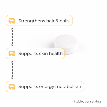 Regimen Biotin 10,000mcg supplement for hair skin and nail support.