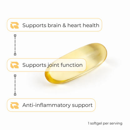 Regimen High-Strength Omega 3 softgels for heart and brain health.